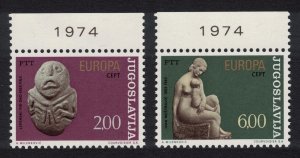 Yugoslavia Europa Sculptures 2v Top Margins 1974 MNH SG#1603-1604