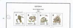 ESTONIA - 1994 - World Wildlife Fund - Perf 4v Set - Mint Lightly Hinged