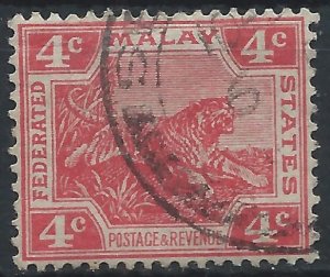 Federated Malay States 1919 - 4c red (Die II) - SG38 used