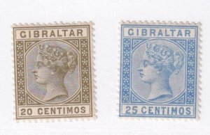 GIBRALTAR # 31a-32 VF-MLH Q/VICTORIA 20-25 centimos