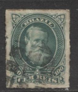 Brazil - Scott 72 - Dom Pedro Issue -1878 - Rouletted - Used- Single 100r Stamp