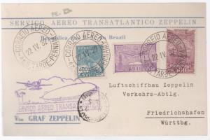 1932 Brazil Graf Zeppelin postcard cover to Zeppelin Works in Germany