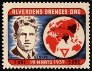 1939 Denmark Poster Stamp Boy's Day Worldwide in Switzerland Unused