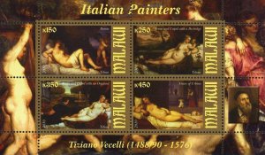 Tiziano Vecellio Titian Stamp Malawi Italian Art Souvenir Sheet of 4 MNH