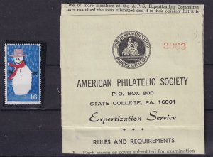 GB QEII 1966 1s 6d Missing Queens Head Flaw SG714 US Philatelic Cert  BP15730