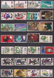 GB 1966 - 1969 QE2 Selection of 28 Pre-decimal used stamps ( H109 )