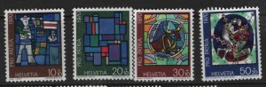 SWITZERLAND, B390-B393, MNH, 1970, CONTEMPORARY STAINED GLASS WINDOWS