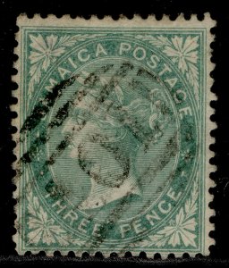 JAMAICA QV SG3, 3d green, USED. Cat £25. 