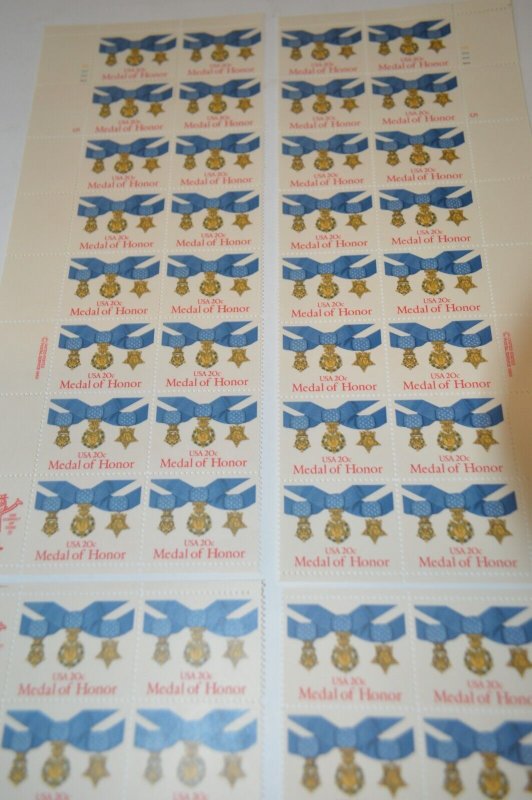 Round robin of strips of 20 Scott #2045 Medal of Honor Stamps from 1983