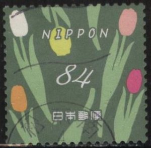 Japan 4597e (used) 84y greetings: flowers in daily life: tulips (6/8/2022)