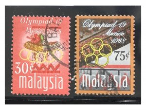 MALAYSIA 1968 OLYMPIC GAMES MEXICO set of 2V used SG#54&55