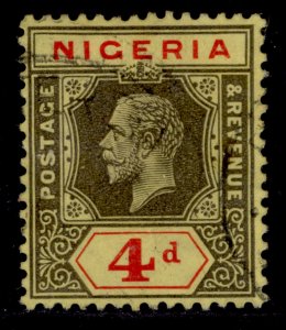NIGERIA GV SG24a, 4d black & red/pale yellow, FINE USED. DIE I