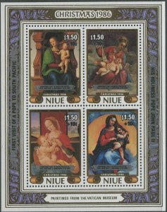 Niue 1986 SG646 Papal Visit +10c surcharge MS MNH