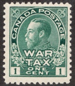 1915 Canada Sc #MR1 - 1¢ on 1¢ KGV Admiral War Tax Stamp - MNH Est$75