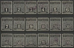 US #PN1-18 Complete Set of 1945 Used Postal Note cv$5.40