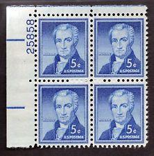 SCOTT # 1038 FIVE CENTS MONROE PLATE BLOCK GEM MINT NEVER HINGED STUNNING !!