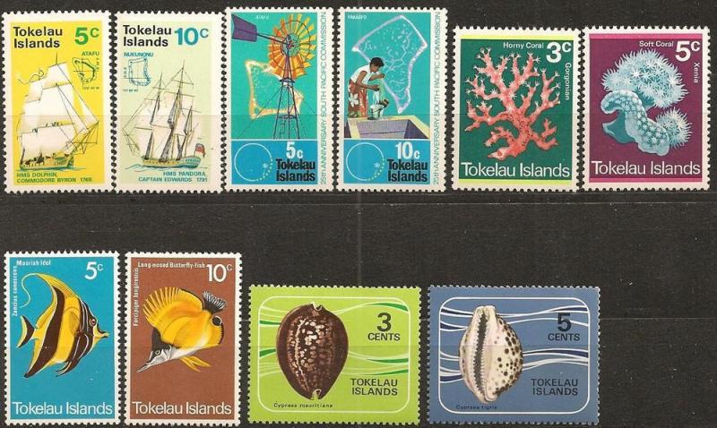 Tokelau #22-3, 33-4, 37-8, 41-2, 45-6 Mint VF CV $11.35 (A)