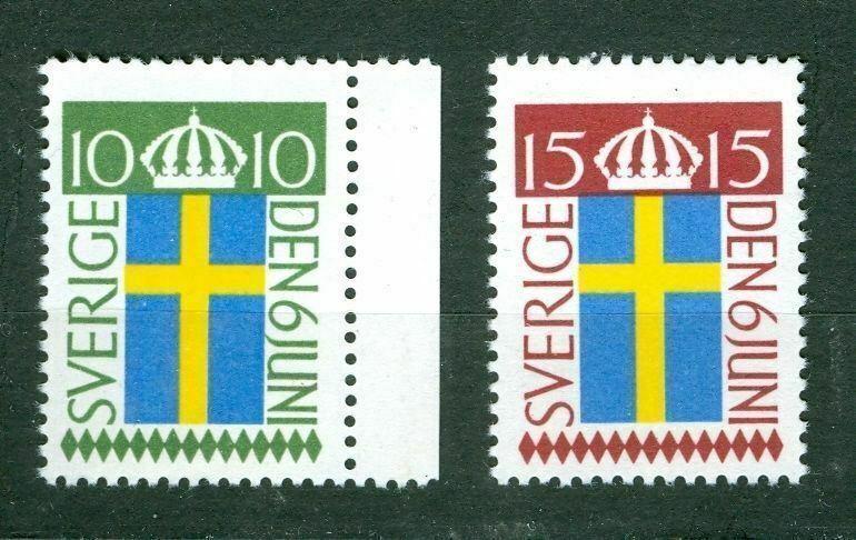 Sweden. 2 Stamps 1955.  10 Ore,15 Ore. Mnh.Flag National Day June 6  