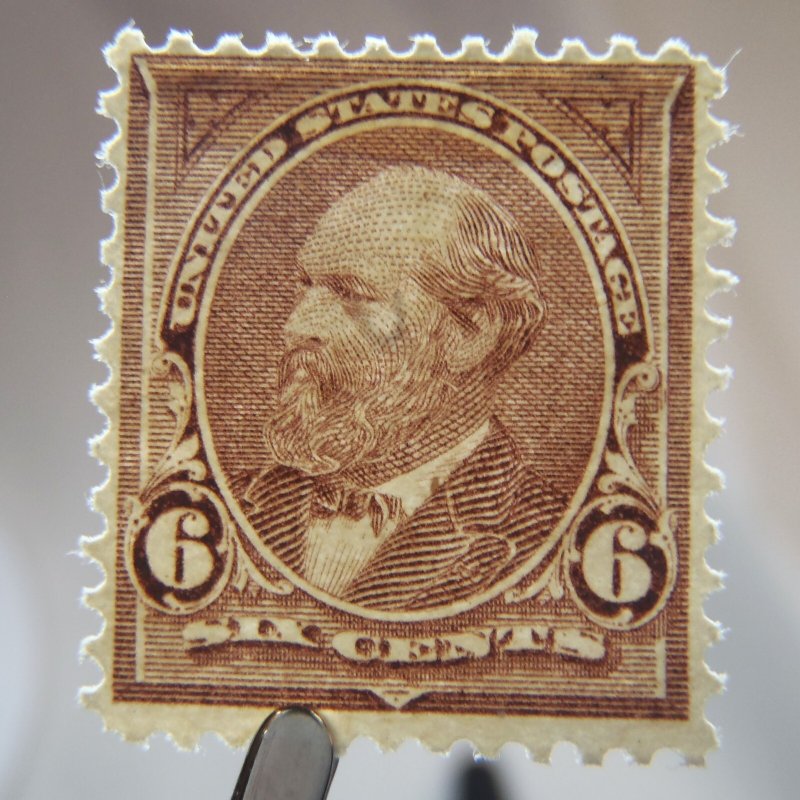 US 1895 # 256 dull brown 6¢ Garfield Mint MH OG Fresh Stamp CV$160