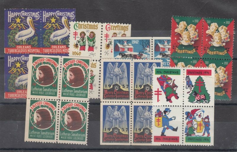 USA Christmas/Health Labels x 7 (All Different) MNH/MH J9077