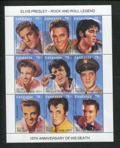 Tanzania Commemorative Souvenir Stamp Sheet - Elvis Presley 15th Anniversary