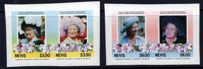 Nevis (1985) #432a,b 433a,b stamps from imperf. sheets MNH