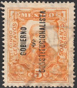 MEXICO 427, 5c REVOLUT OVPT GOBIERNO $ CONSTITUC... USED. F-VF. (549)