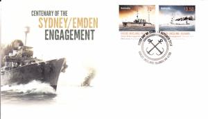 Cocos (Keeling) Islands 2014 FDC Set of 2 Centenary of Sydney/Emden Engagement