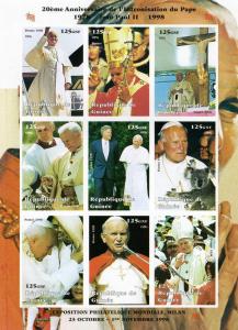 Guinea 1998 POPE JOHN PAUL II & Bill Clinton Sheet Imperforated Mint (NH)