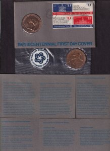 1974 Continental Congress 10c Sc 1543-6 1546a block of 4 FDC American Revolution