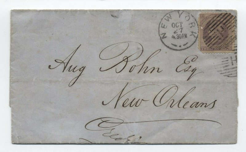 c1872 Prince Edward Island #16 FAKE COVER with bad PFC NY to New Orleans [y5071]