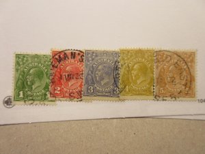 AUSTRALIA  Scott 114, 116, 117, 118, 120 USED Cat $5.70