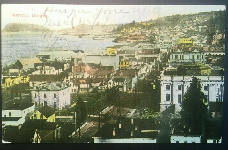 1913 Astoria Oregon Panorama Astoria OR to Knappton WA Printed Photo Postcard 