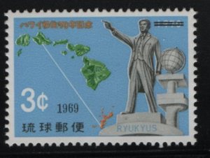 Ryukyu Islands 1969 MNH Sc 192 3c Statue of Kyuzo Totama, maps