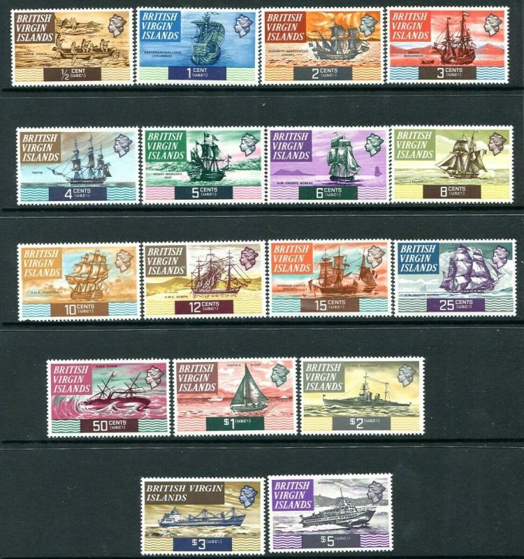 BRITISH VIRGIN ISLANDS-1970-74 Set to $5 Sg 240-256 UNMOUNTED MINT  V28993