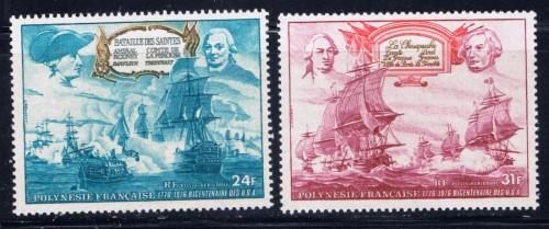 French Polynesia C128-29 Lightly Hinged 1976 American Bicentennial  