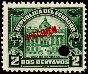 ✔️ ECUADOR 1920 - POST OFFICE POSTAL TAX SPECIMEN & PUNCH  SC. RA11 MNH [011]