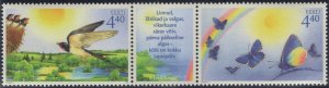 Estonia 2005 MNH Sc 514 Pair, label 4.40k Birds, butterflies Int'l Childrens Day