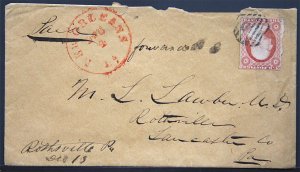 Cover - Sc#11 New Orleans to Rothville Pa - Red Cancel + Killer 1855  S242