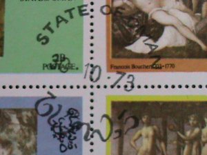 ​OMAN- 1973 WORLD FAMOUS NUDE ARTS PAINTING CTO S/S VF-EST.VALUE $10