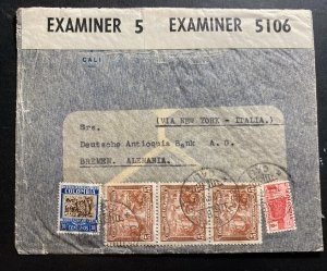 1940 Cali Colombia Commercial Dual Censored Cover To Bremen Germany