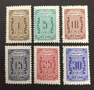 Turkey 1962 #o76-81, Numerals, MNH.