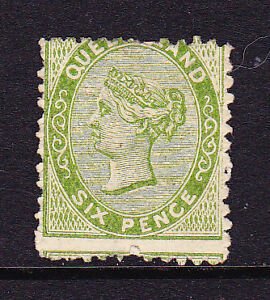 QUEENSLAND 1879-80 6d GREEN  QV  MLH  SG 143