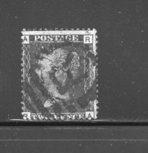 GREAT BRITAIN #30    1869  2p   QUEEN VICTORIA USED F-VF  PLATE 15  b