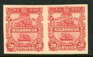 Nicaragua 1890 Seebeck Locomotive 20¢ Red Imperf Sc #24a Mint L906 ⭐⭐