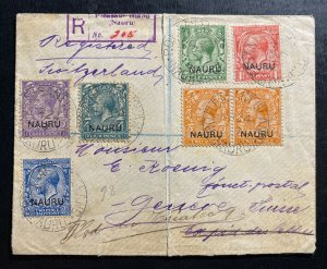 1917 Pleasant Island Nauru Registered Cover To  Geneva Switzerland Via Sydney