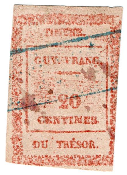 (I.B) France Colonial Revenue : Guyana Treasury 20c