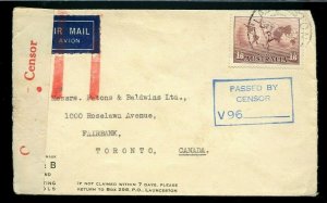 RARE JUSQU'A AUSTRALIA 1/ 6 airmail so far, censored cover to Canada