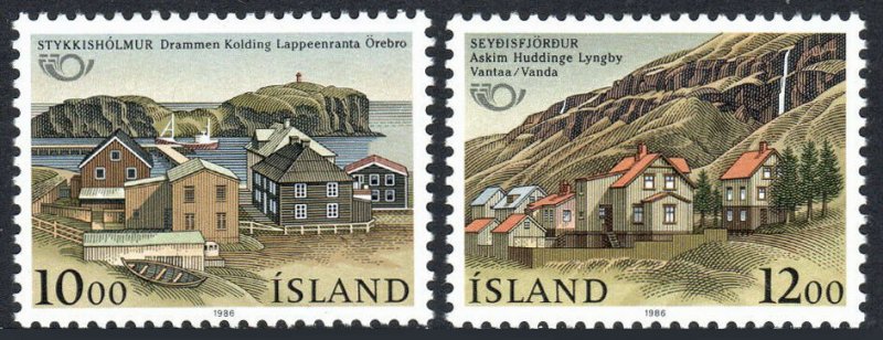 Iceland 624-625, MNH. Nordic Cooperation.Stykkisholmur, Seydisfjordur, 1986