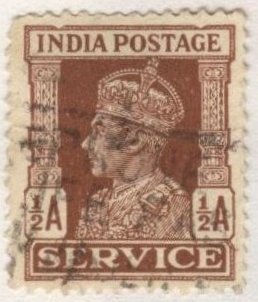 India O106 (used) ½a George VI, brown (1939)